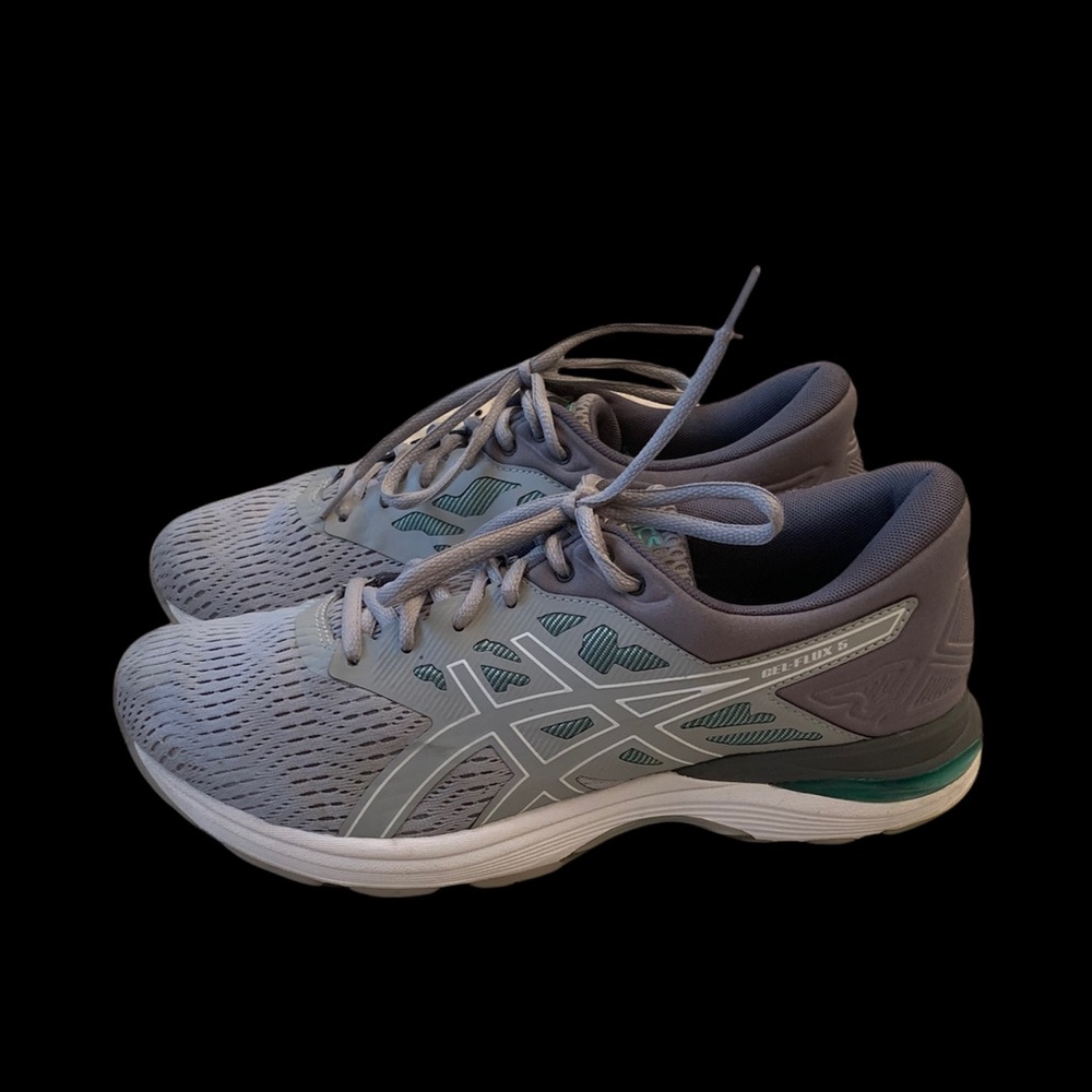 RUNNING ASICS Running Shoes Gel Flux 5 Grey Green Workout Athletic Mesh Women’s